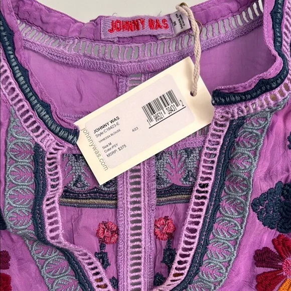 Johnny Was Purple Embroidered Tunic - Picture 4 of 6